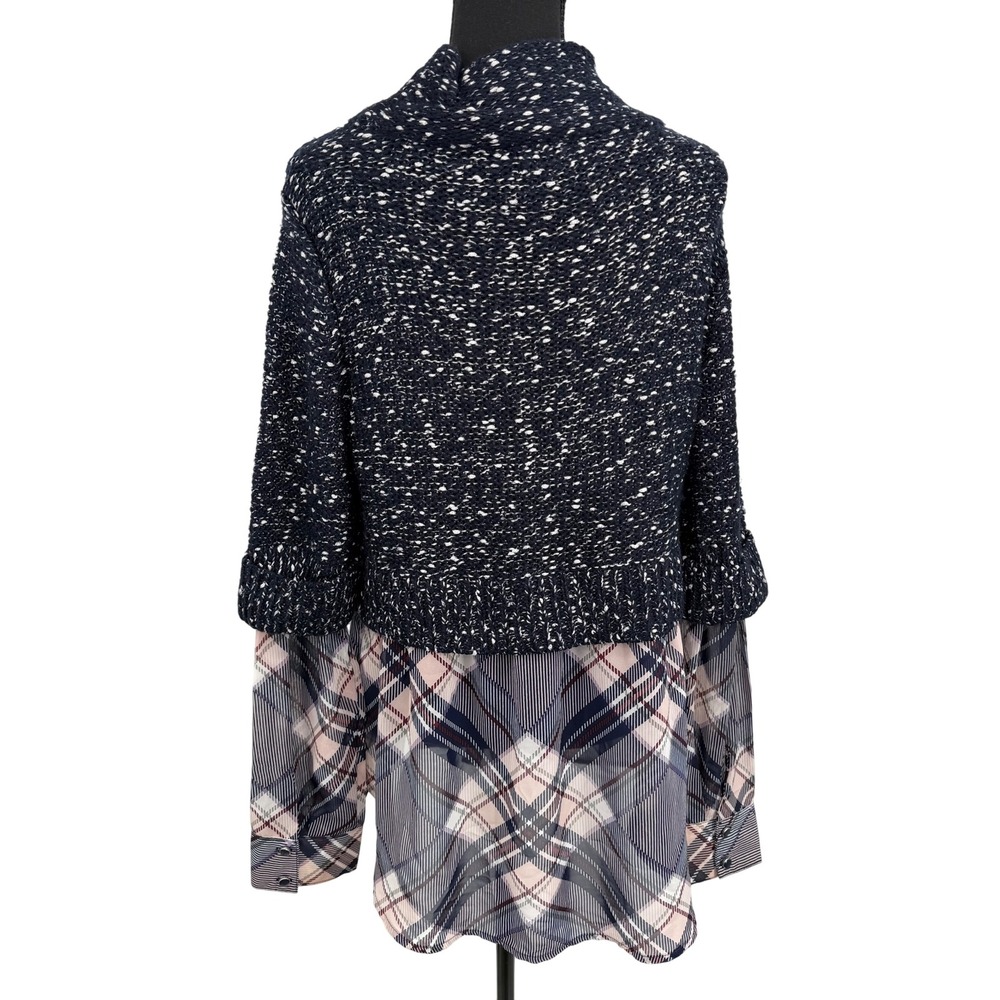 N Y & Co 7th Ave 2-in-1 Layered Look Metallic Knit Sweater L Preppy Office Y2k - Picture 3 of 15